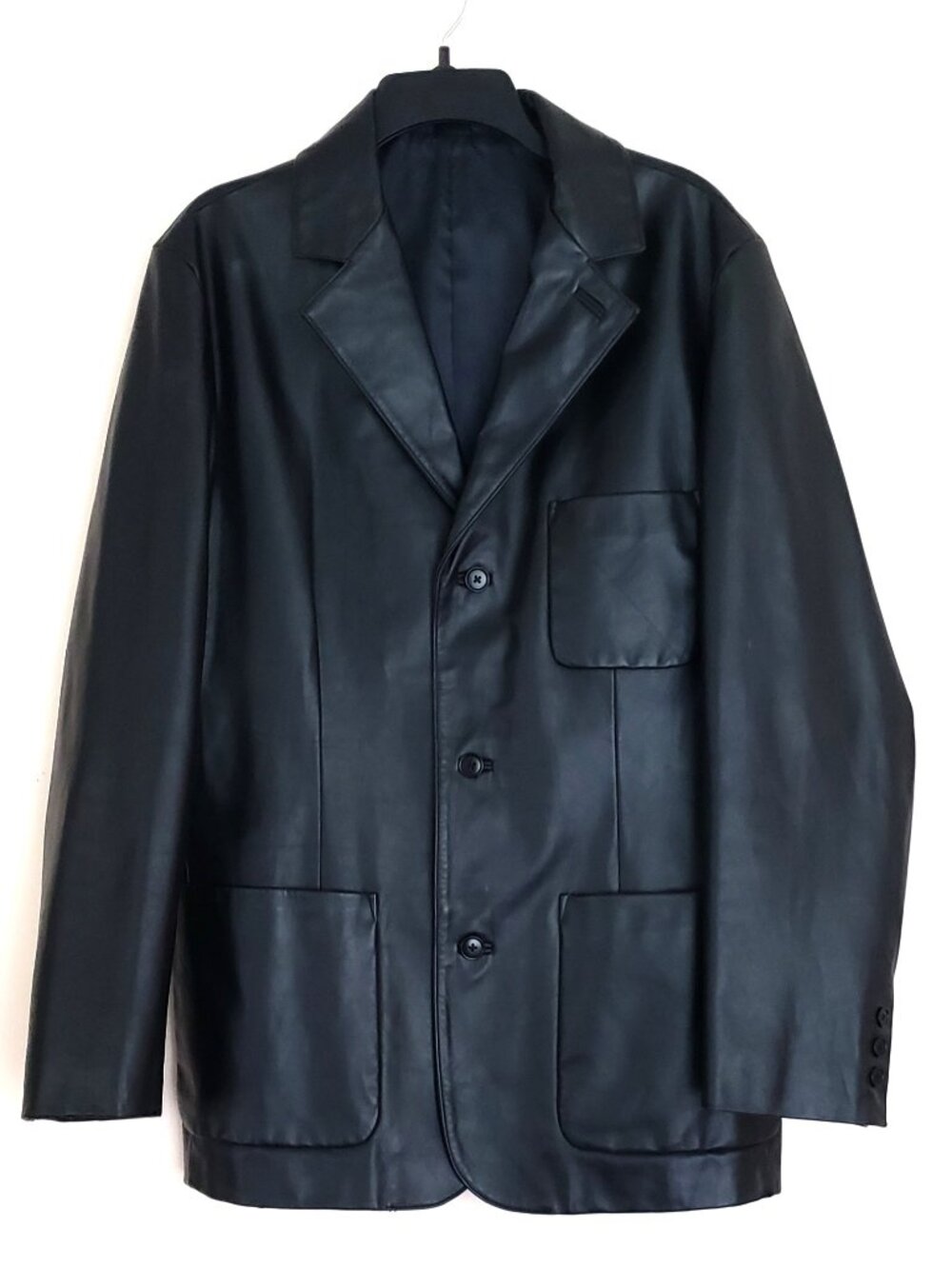New Gap Men’s Size M Black 100% Genuine Leather Lining 3-Button Blazer/Jacket